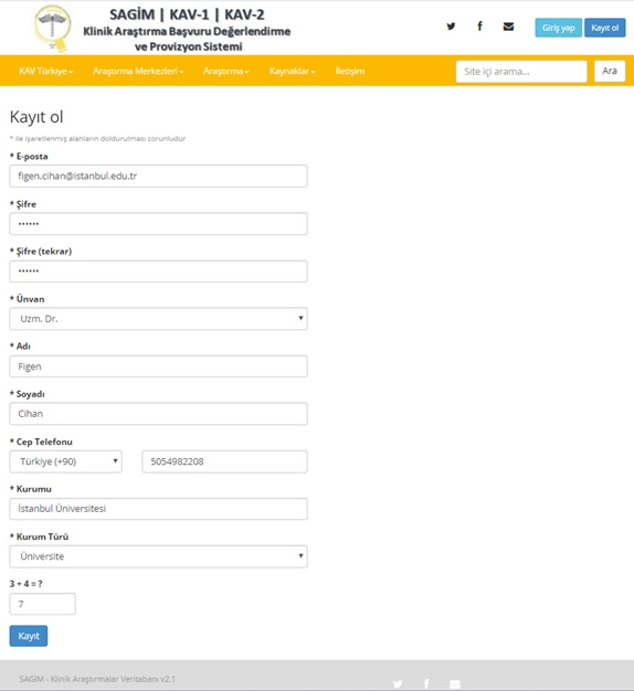 KAV Bireysel Kayıt Formu